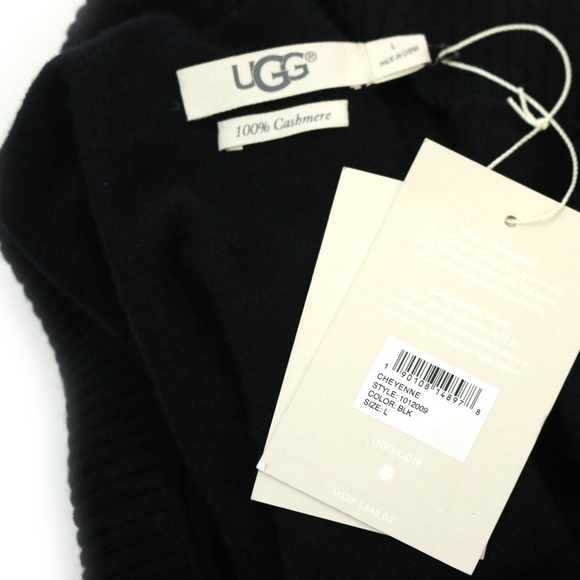 UGG Cheyenne 100% Cashmere Black Cardigan Robe NWT - Picture 6 of 8